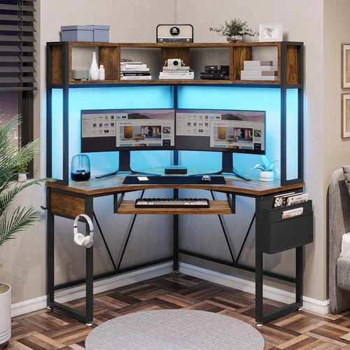 Corner desk with keyboard - desk,